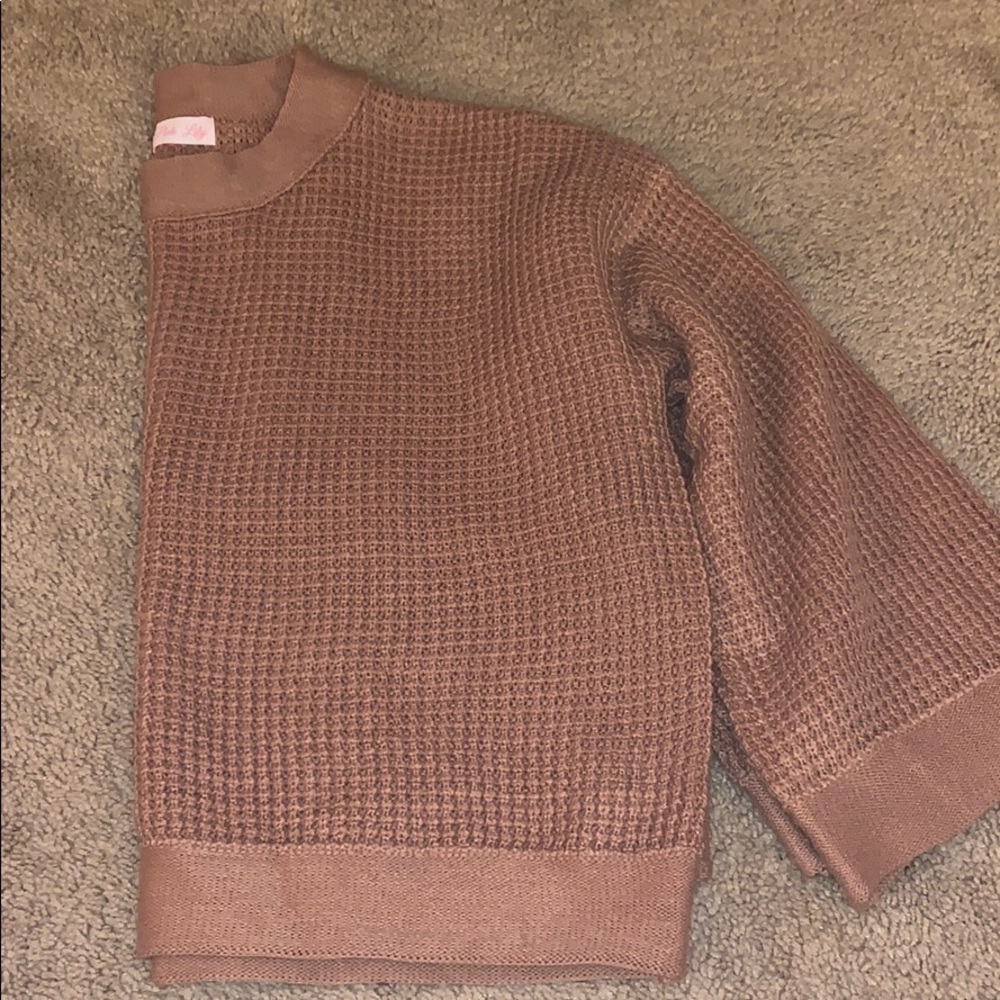 Pink Lily Sweater with Bell Sleeves